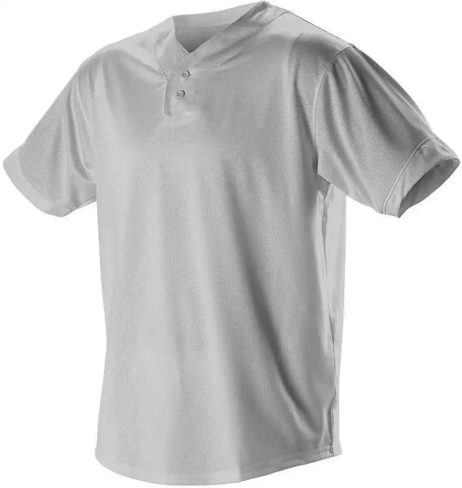 Alleson Athletic 52mthjy Youth Two Button Mesh Baseball Jersey with Piping - Gray White