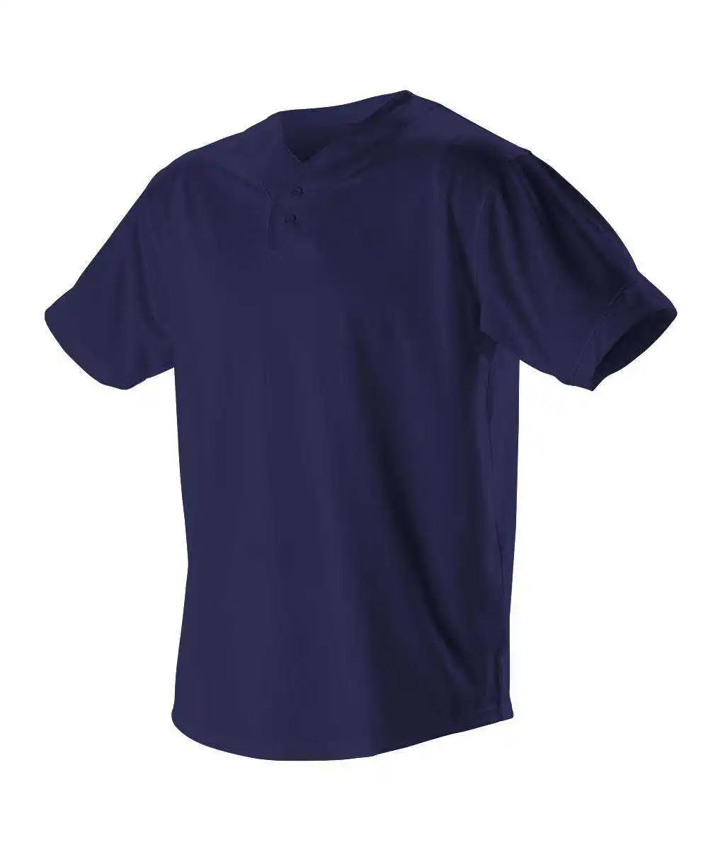 Alleson Athletic 52mthjy Youth Two Button Mesh Baseball Jersey with Piping - Navy White
