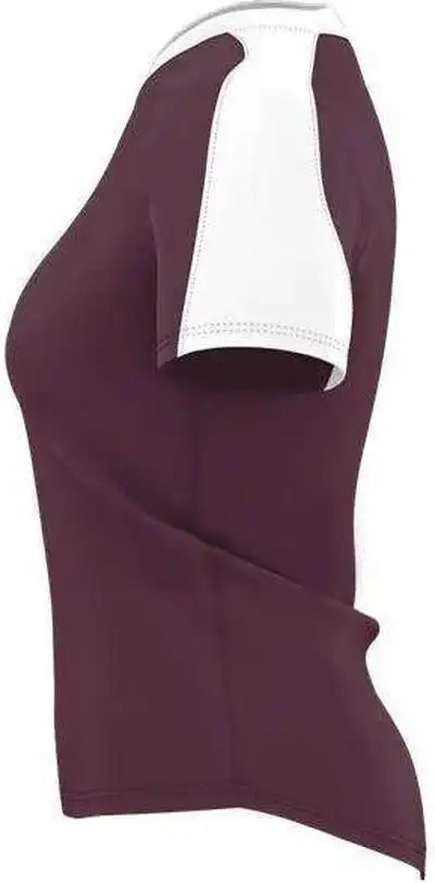 Alleson Athletic 558vw Womens v Neck Fastpitch Jersey - Light Maroon White