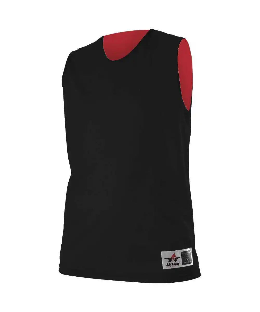 Alleson Athletic 560rw Women’s Reversible Mesh Tank - Black Scarlet