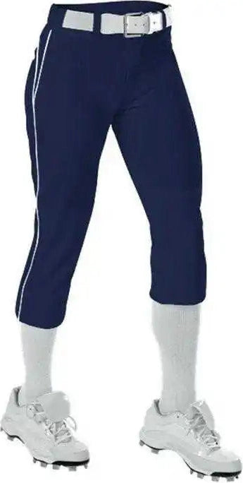 Alleson Athletic 625pbw Women’s Belted Fastpitch Pant - Navy White - Ladies m