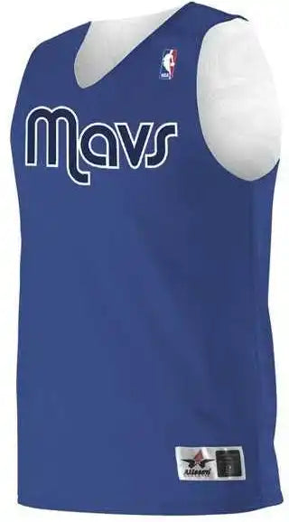 Alleson Athletic A115ly Youth Nba Logo’d Reversible Jersey - Dallas Mavericks - Royal White / Xs