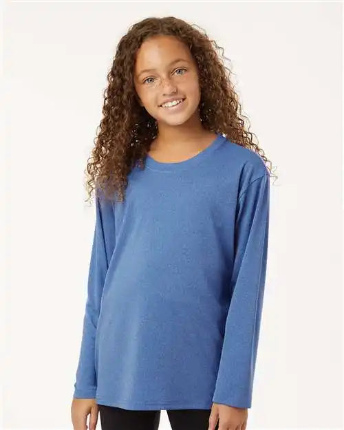 Allpro 48400y Pro-lock Youth Performance Long Sleeve T-shirt - Heather Royal