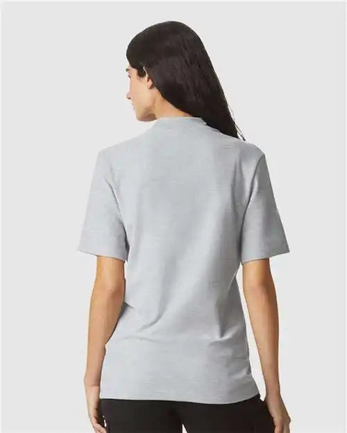 American Apparel 1pq Pique Mockneck Tee - Heather Grey