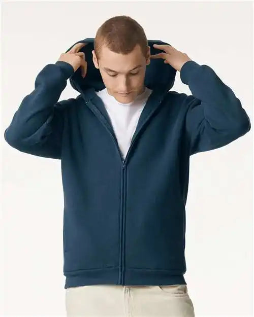 American Apparel Rf497 Reflex Fleece Full-zip Hoodie - Sea Blue