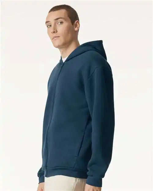American Apparel Rf497 Reflex Fleece Full-zip Hoodie - Sea Blue