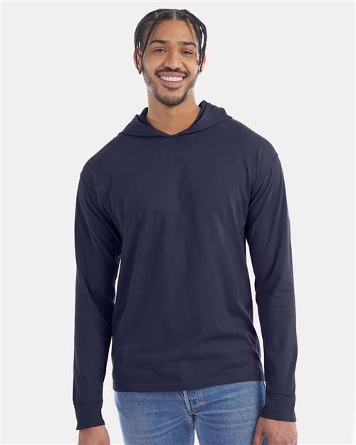 Anchor Slate Garment-Dyed Jersey Hooded Long Sleeve T-Shirt - GDH280