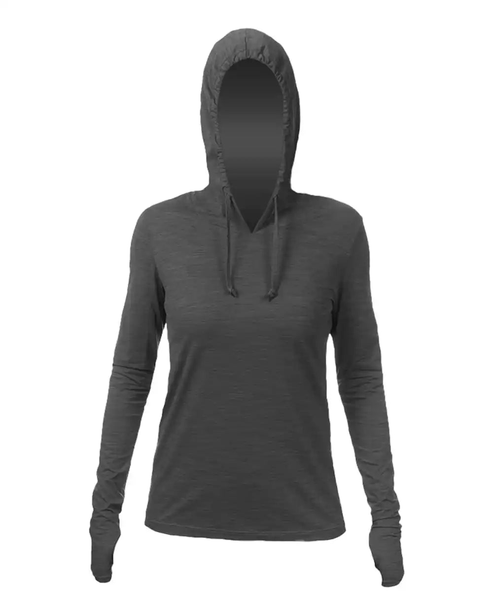 Anetik Wsbrzh0 Women’s Breeze Tech Hooded Long Sleeve T-shirt - Charcoal Heathered - Xs