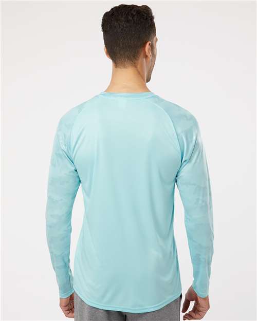 Aqua Blue Cayman Performance Camo Colorblocked Long Sleeve T-Shirt - 216