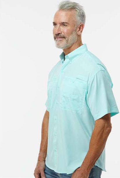 Aqua Blue Hatteras Performance Short Sleeve Fishing Shirt - 700