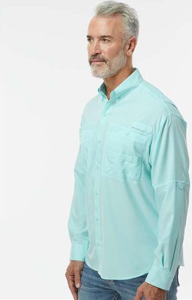 Aqua Blue Kitty Hawk Performance Long Sleeve Fishing Shirt - 702