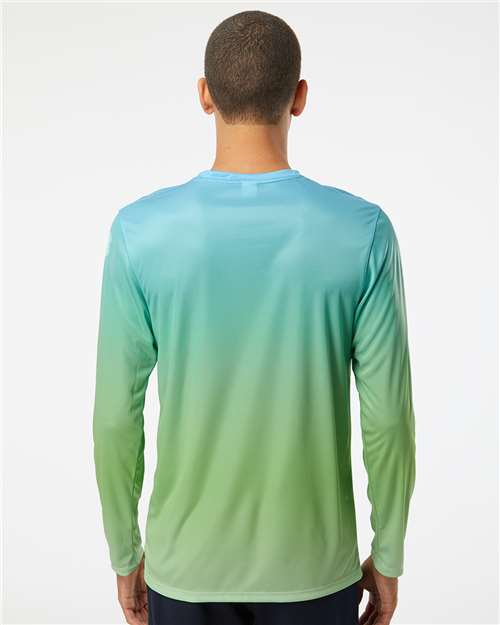 Aqua Blue/ Light Lime Barbados Performance Pin Dot Long Sleeve T-Shirt - 225