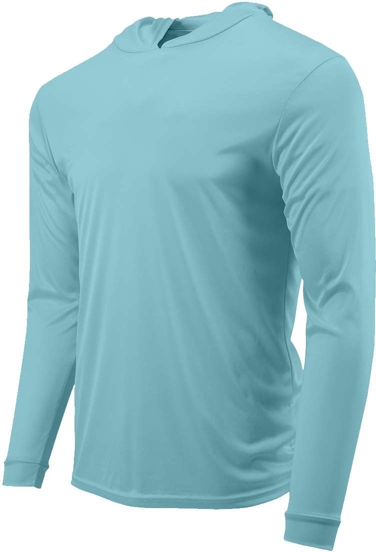 Aqua Blue Youth Bahama Performance Hooded Long Sleeve T-Shirt - 221Y