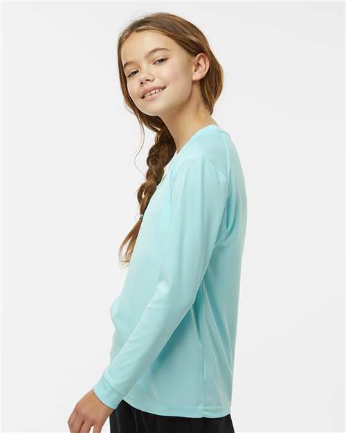 Aqua Blue Youth Long Islander Performance Long Sleeve T-Shirt - 218Y