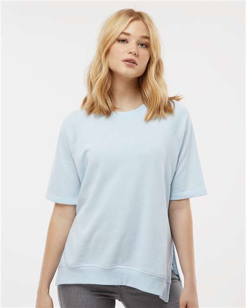 Arctic Blue Women's French Terry Short Sleeve Crewneck Pullover - W23711