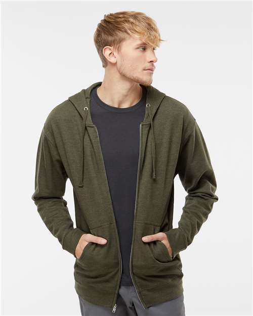 Army Heather Midweight Full-Zip Hooded Sweatshirt - SS4500Z