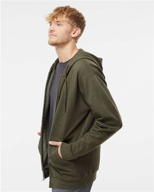Army Heather Midweight Full-Zip Hooded Sweatshirt - SS4500Z