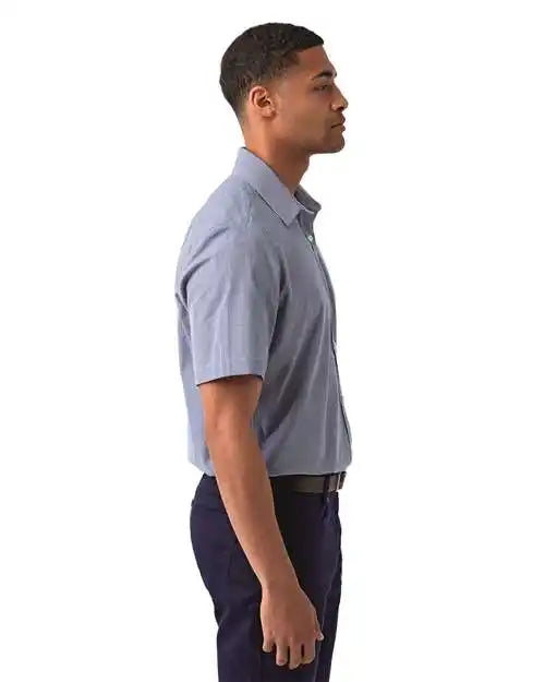 Artisan Collection by Reprime Rp221 Men’s Microcheck Gingham Cotton Shirt - Navy White