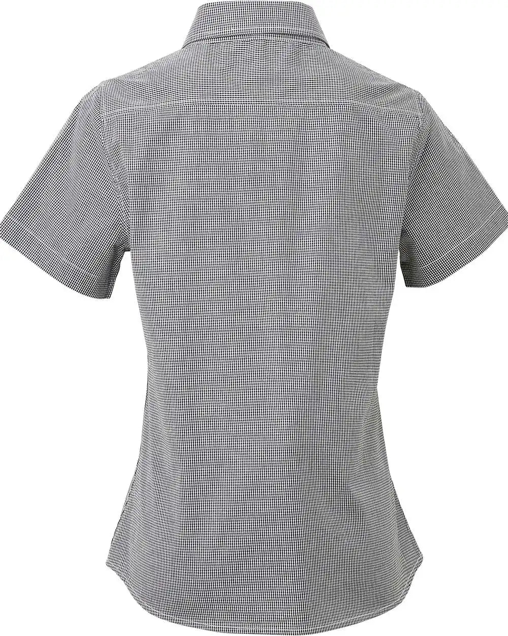 Artisan Collection by Reprime Rp321 Women’s Microcheck Gingham Short Sleeve Cotton Dress Shirt - Black White - Black/