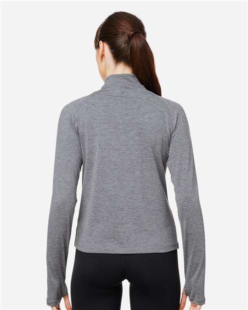 Ash Grey Marble Women's Marbled Jersey Fairway Quarter-Zip Pullover - PDP8023