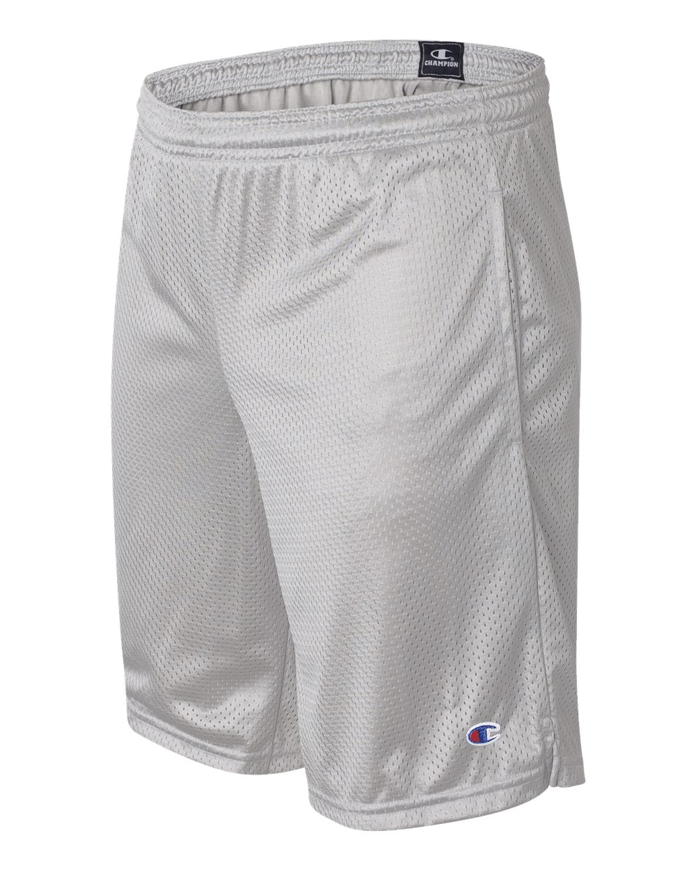 Athletic Grey Polyester Mesh 9" Shorts with Pockets - S162