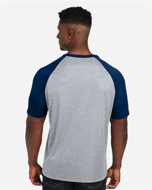 Athletic Heather/ Sport Dark Navy Unisex Zone Colorblock Raglan T-Shirt - TT62