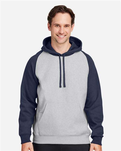 Athletic Heather/ Sport Dark Navy Unisex Zone HydroSport™ Heavyweight Colorblock Hooded Sweatshirt - TT96CB