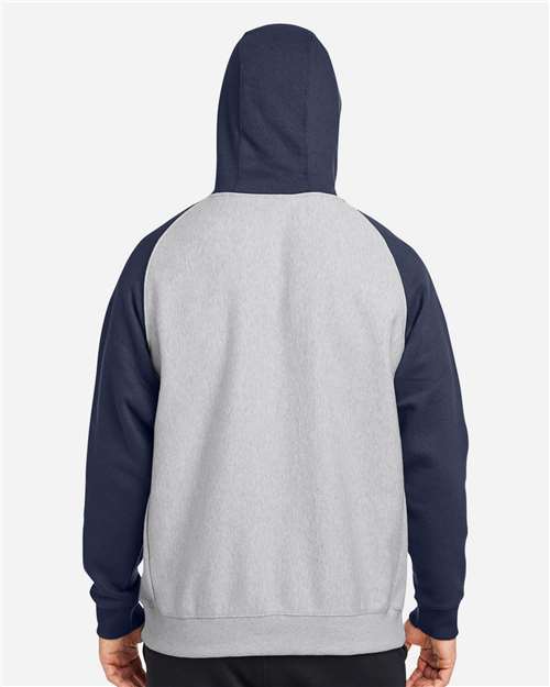 Athletic Heather/ Sport Dark Navy Unisex Zone HydroSport™ Heavyweight Colorblock Hooded Sweatshirt - TT96CB