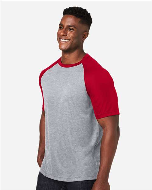 Athletic Heather/ Sport Red Unisex Zone Colorblock Raglan T-Shirt - TT62