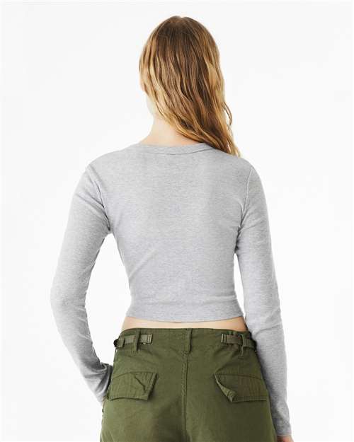 Athletic Heather Women's Micro Rib Long Sleeve Baby Tee - 1501