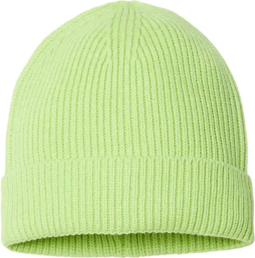 Atlantis Headwear Andy Sustainable Fine Rib Cuffed Beanie - Acid Green - Osfa