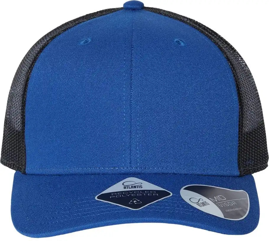 Atlantis Headwear Bryce Sustainable Trucker Cap - Royal Black - Royal/ / Adjustable