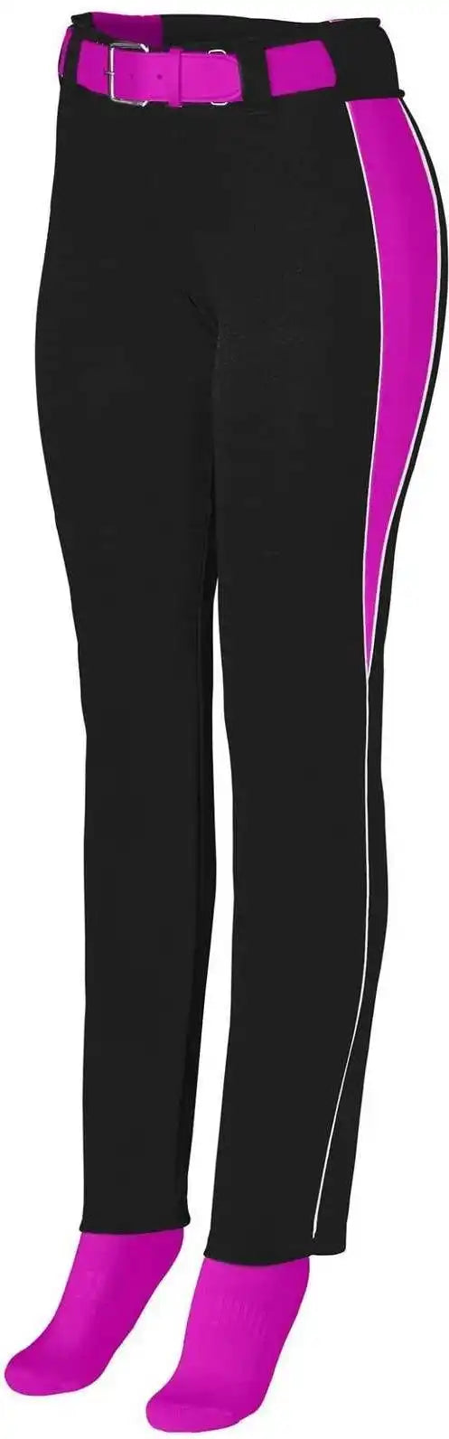 Augusta 1242 Ladies Outfield Pant - Black Power Pink White - l