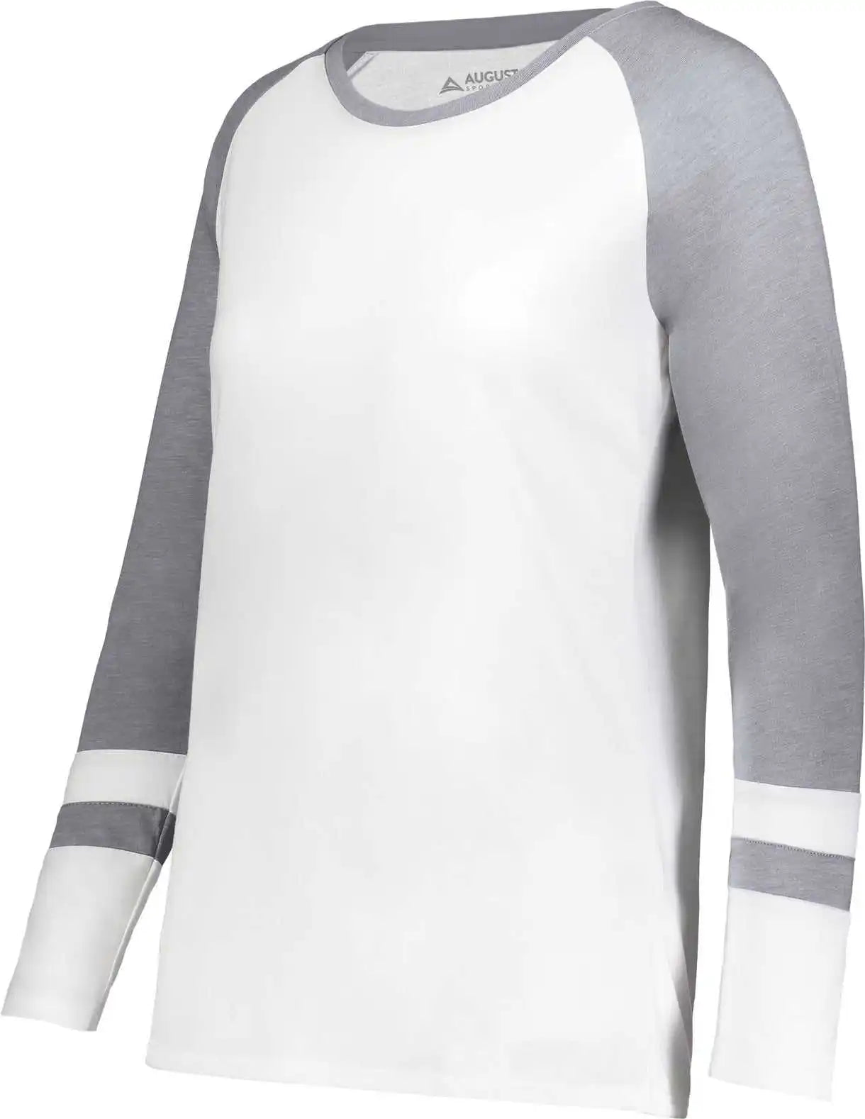 Augusta 2918 Girls Fanatic 2.0 Long Sleeve Tee - White Gray Heather