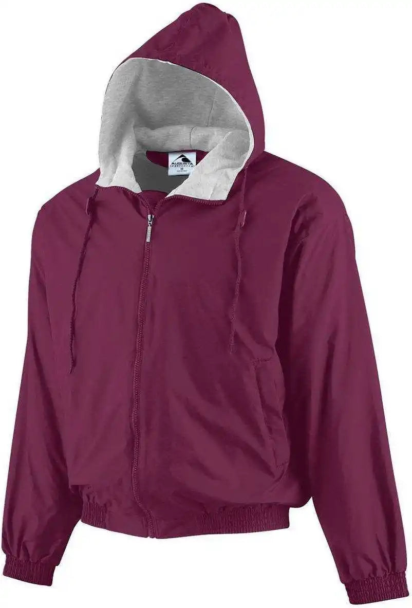 Augusta 3281 Youth Hooded Taffeta Jacket/fleece Lined - Maroon
