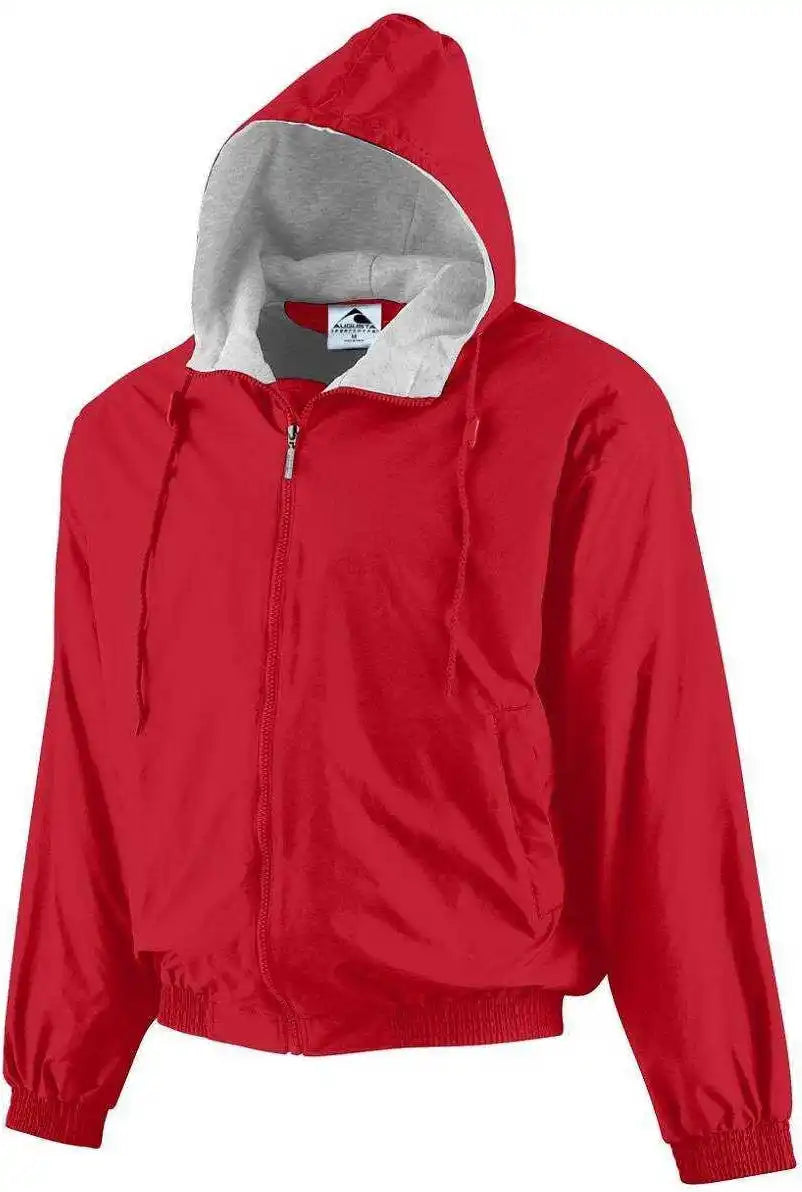 Augusta 3281 Youth Hooded Taffeta Jacket/fleece Lined - Red