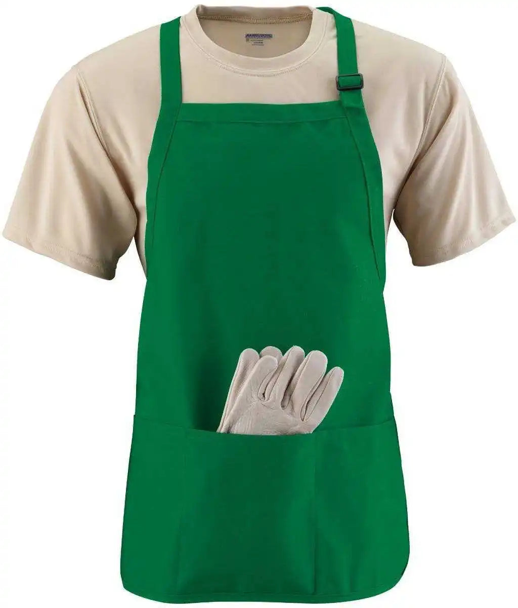 Augusta 4250 Medium Length Apron with Pouch - Green - one Size Fits Most