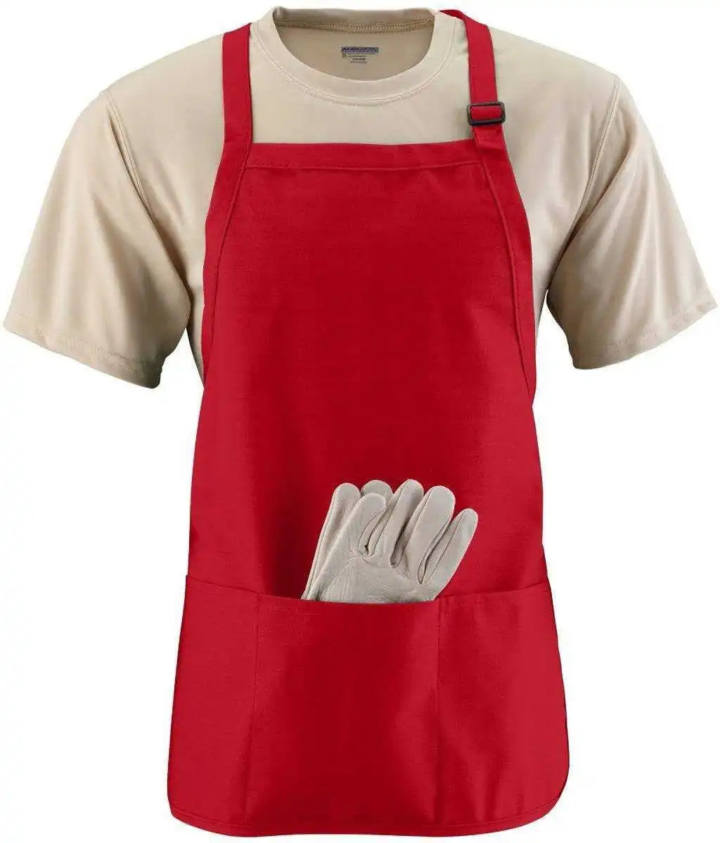 Augusta 4250 Medium Length Apron with Pouch - Red - one Size Fits Most