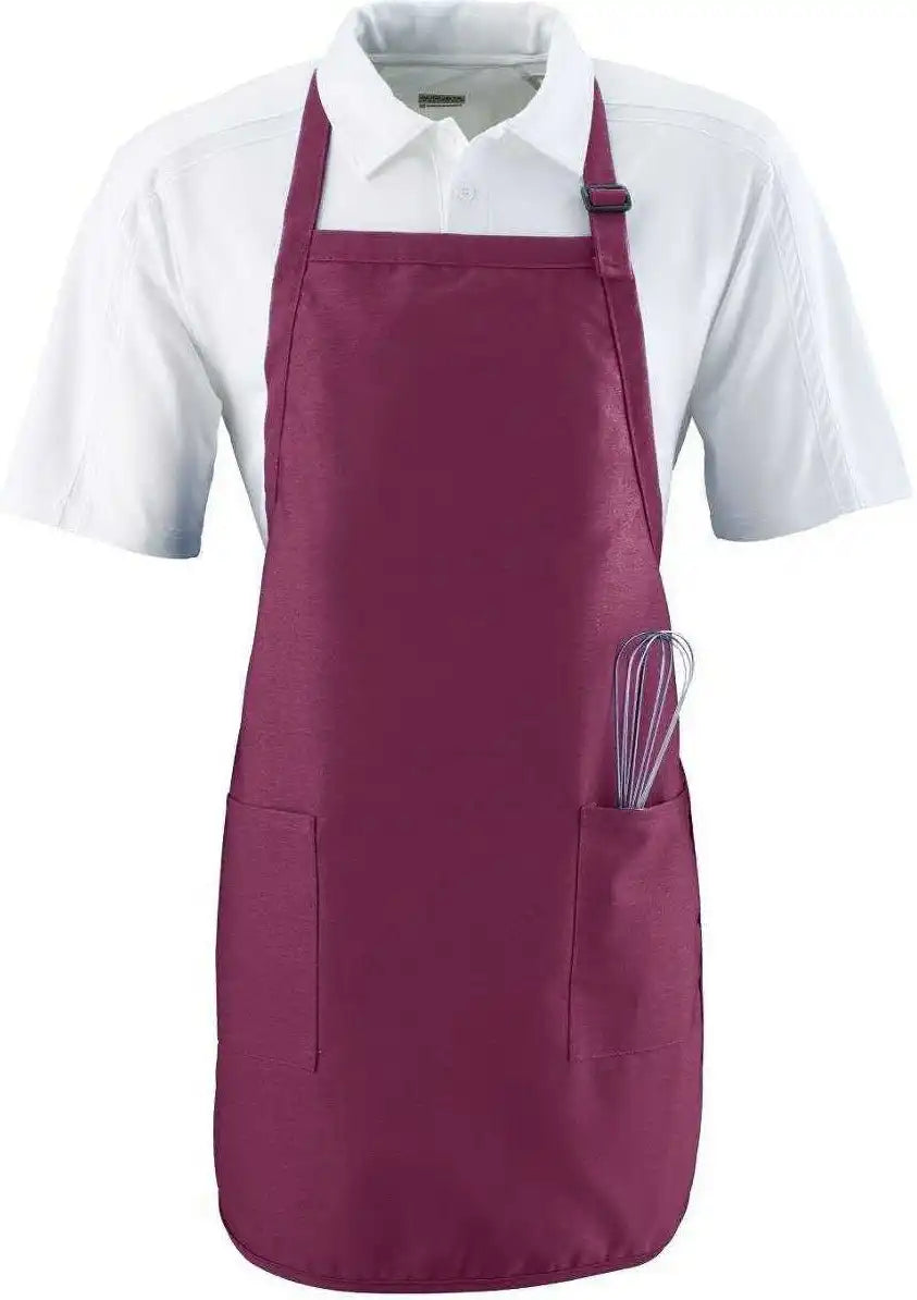 Augusta 4350 Full Length Apron with Pockets - Maroon - one Size Fits Most