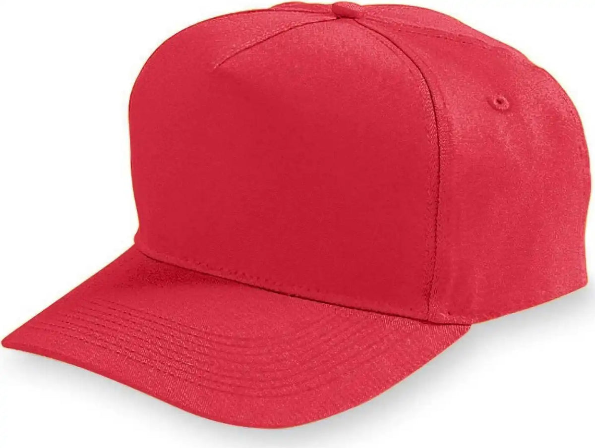 Augusta 6207 Five-panel Cotton Twill Cap - Youth - Red - one Size Fits Most