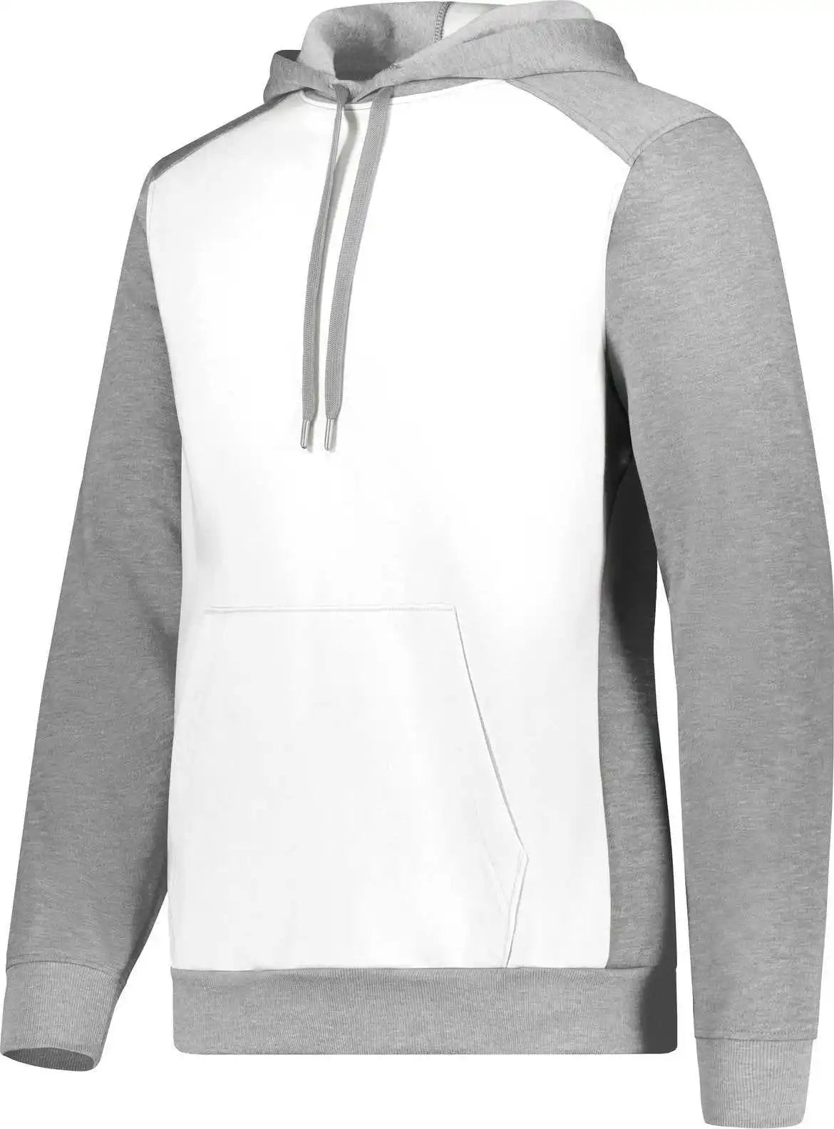 Augusta 6865 Three-season Fleece Pullover Hoodie - White Gray Heather
