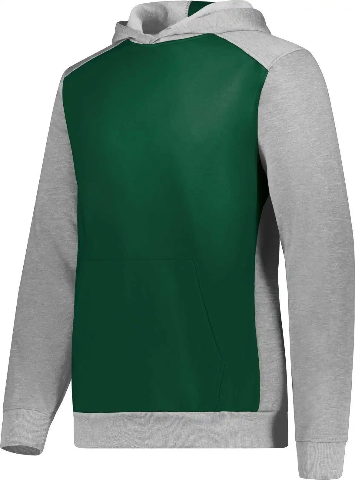 Augusta 6866 Youth Three-season Fleece Pullover Hoodie - Dark Green Gray Heather