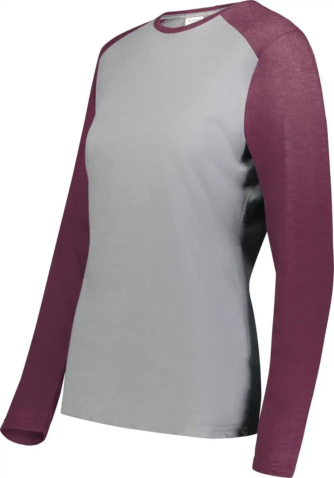 Augusta 6883 Ladies Gameday Vintage Long Sleeve Tee - Gray Heather Maroon