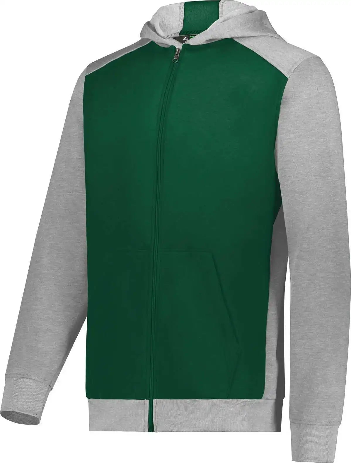 Augusta 6900 Youth Three-season Fleece Full Zip Hoodie - Dark Green Gray Heather