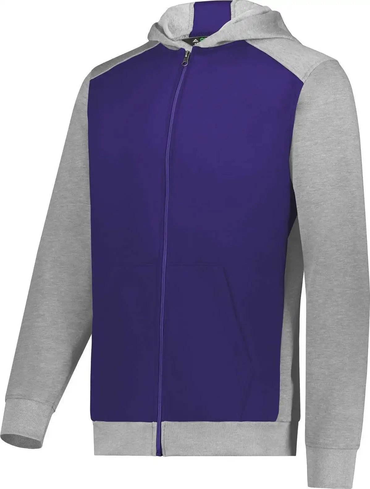 Augusta 6900 Youth Three-season Fleece Full Zip Hoodie - Purple Gray Heather