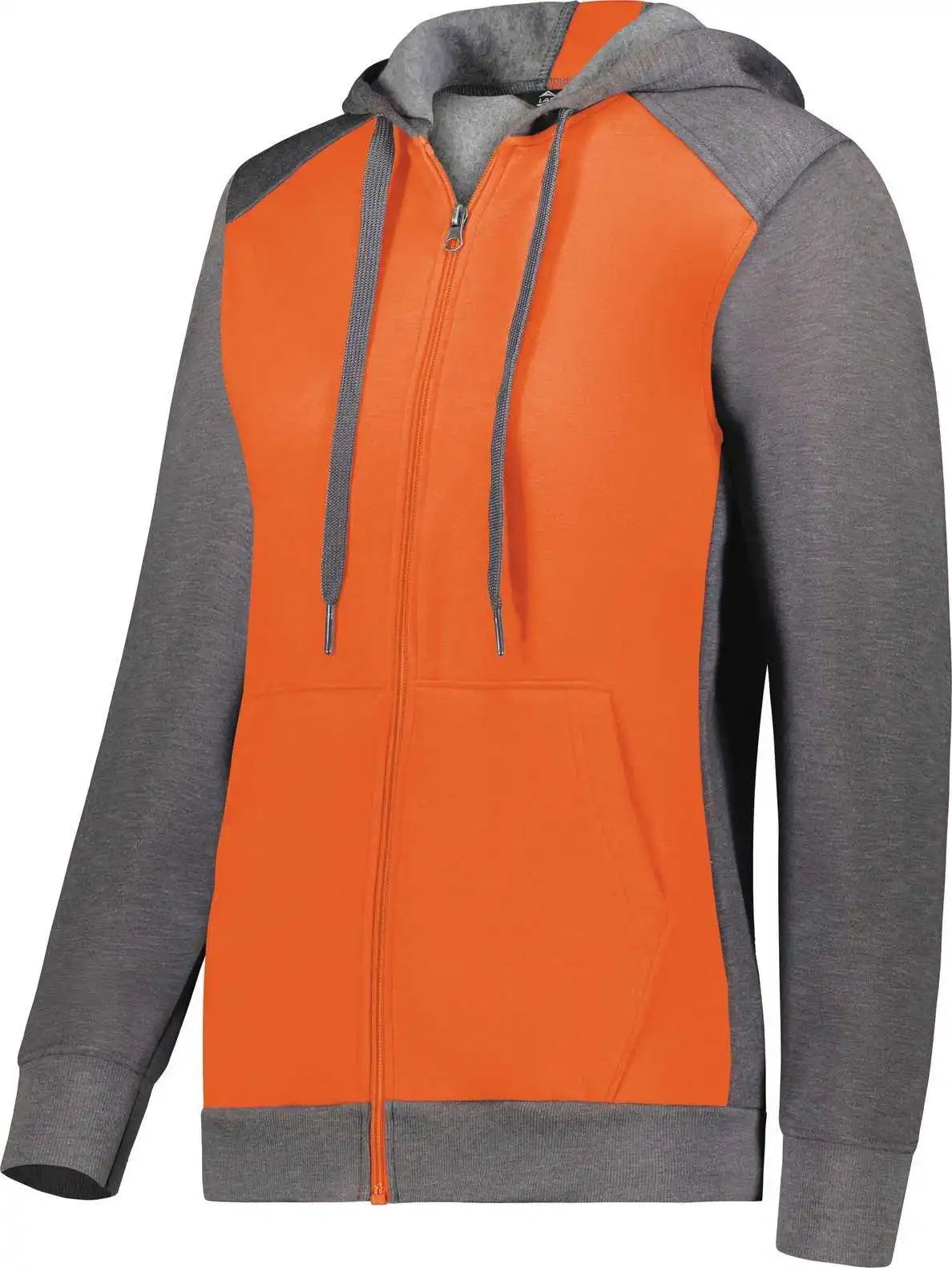 Augusta 6901 Ladies Three-season Fleece Full Zip Hoodie - Orange Carbon Heather