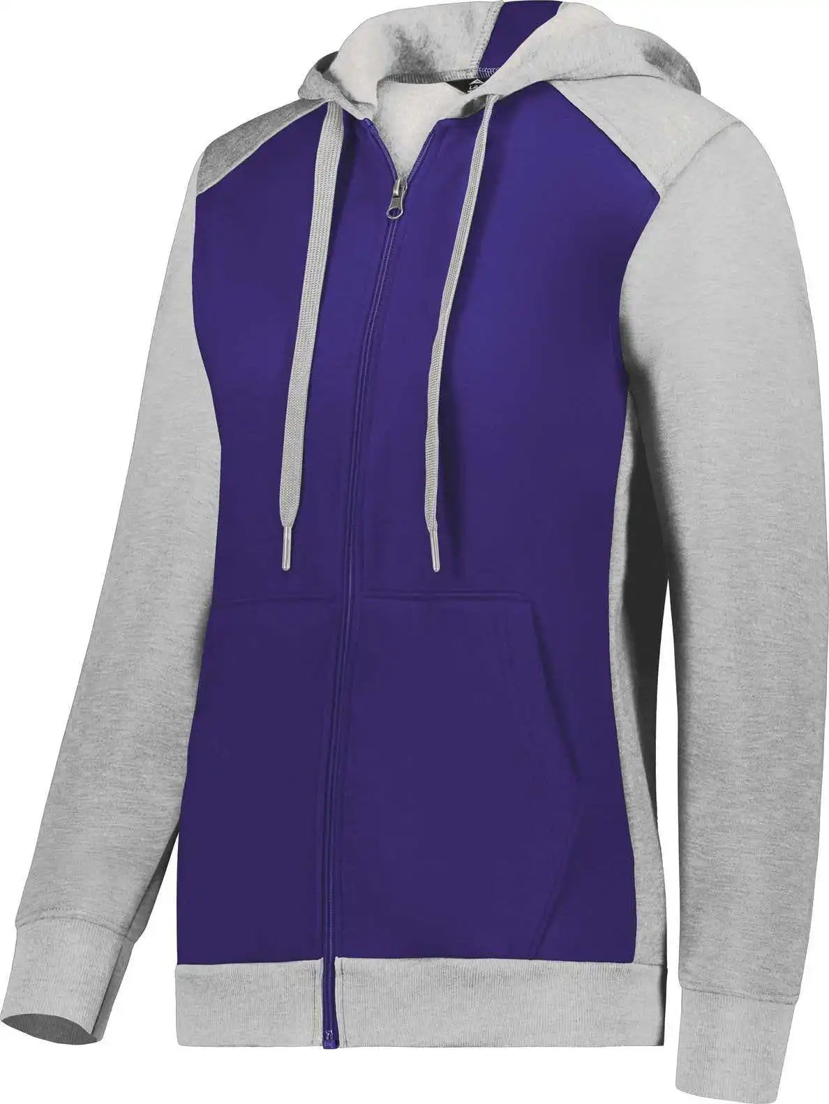 Augusta 6901 Ladies Three-season Fleece Full Zip Hoodie - Purple Gray Heather