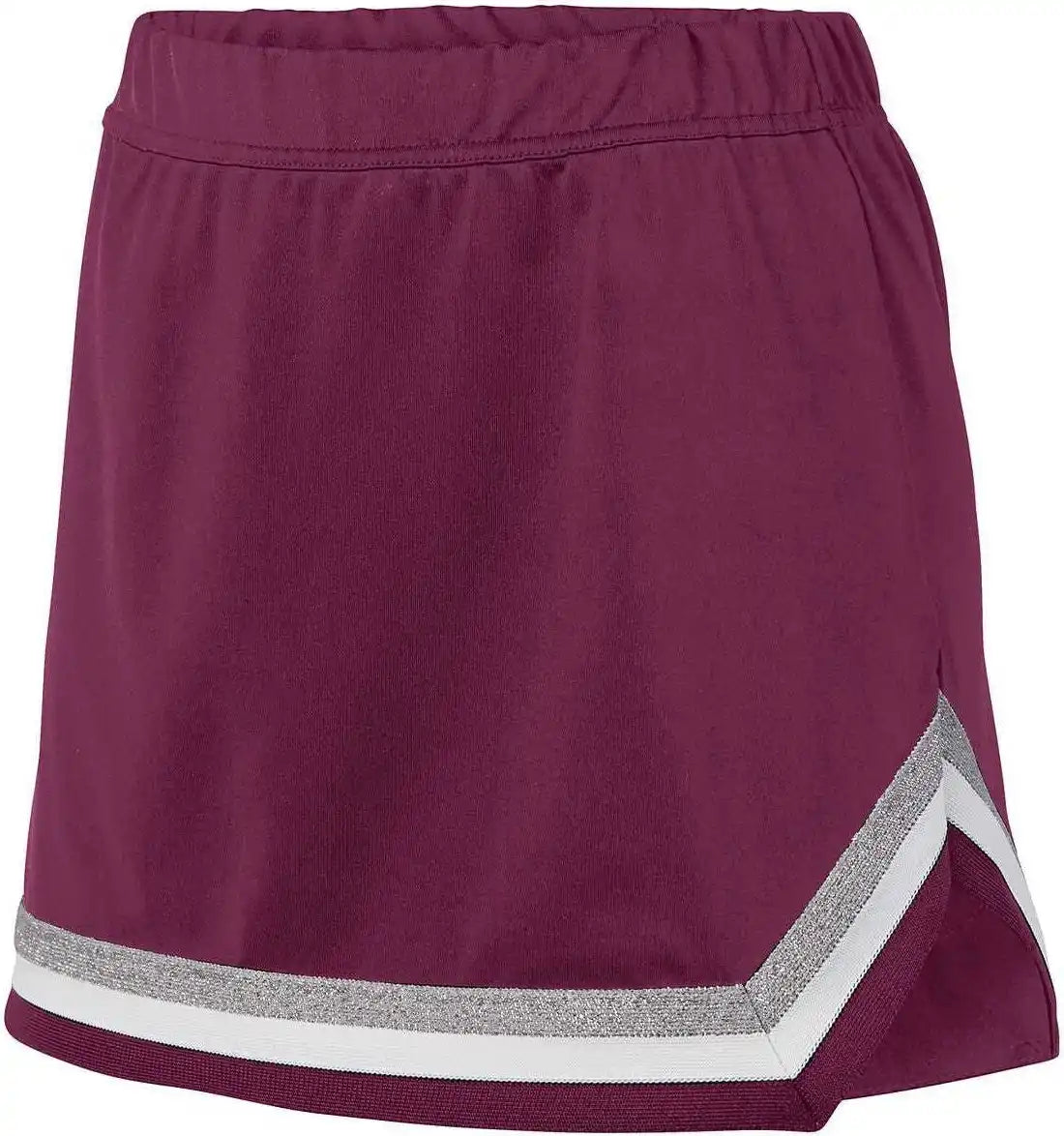Augusta 9145 Ladies Pike Skirt - Maroon White Metallic Silver