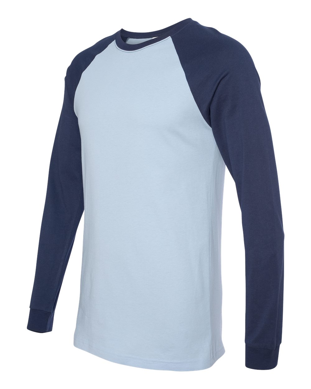 Baby Blue/ Navy Long Sleeve Jersey Baseball Tee - 3000