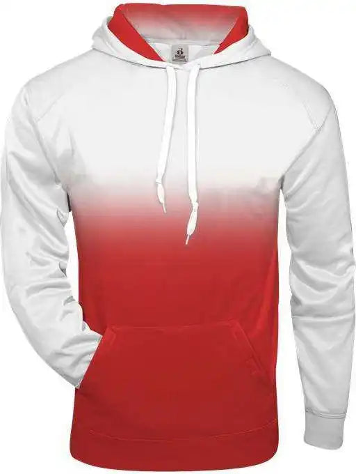 Badger Sport 1403 Ombre Hoodie - White Red